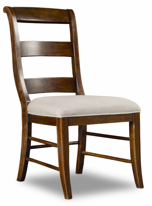 Traditional Ladderback Side Chair with Upholstered Seat