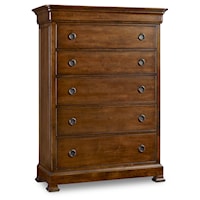 Traditional 6-Drawer Chest with Block Legs