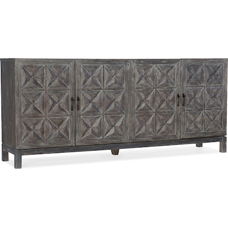 Traditional 4-Door Entertainment Console with Adjustable Shelves