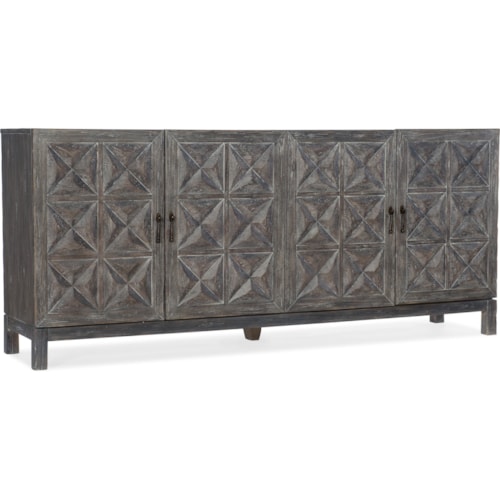 Traditional 4-Door Entertainment Console with Adjustable Shelves