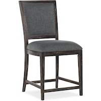 Traditional Upholstered Counter Stool with Nailhead Trim