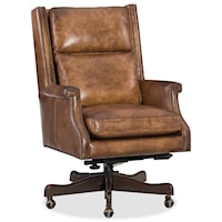Transitional Home Office Swivel Chair with Nailhead Trim