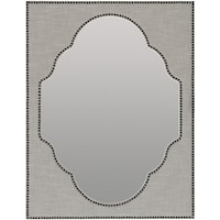 Transitional Nourmand Linen Wrapped Mirror with Nailhead Trim