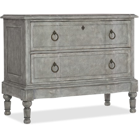 Traditional 2-Drawer Bachelors Chest with Metal Ring Pulls