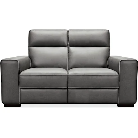 Contemporary Leather Power Reclining Loveseat with Power Headrest