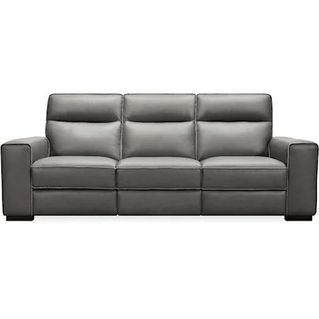 Contemporary Leather Power Reclining Sofa with Power Headrest