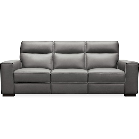 Contemporary Leather Power Reclining Sofa with Power Headrest