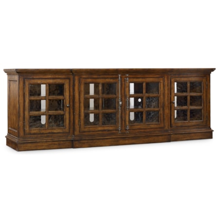 Entertainment Console with 4 Seeded Glass Doors