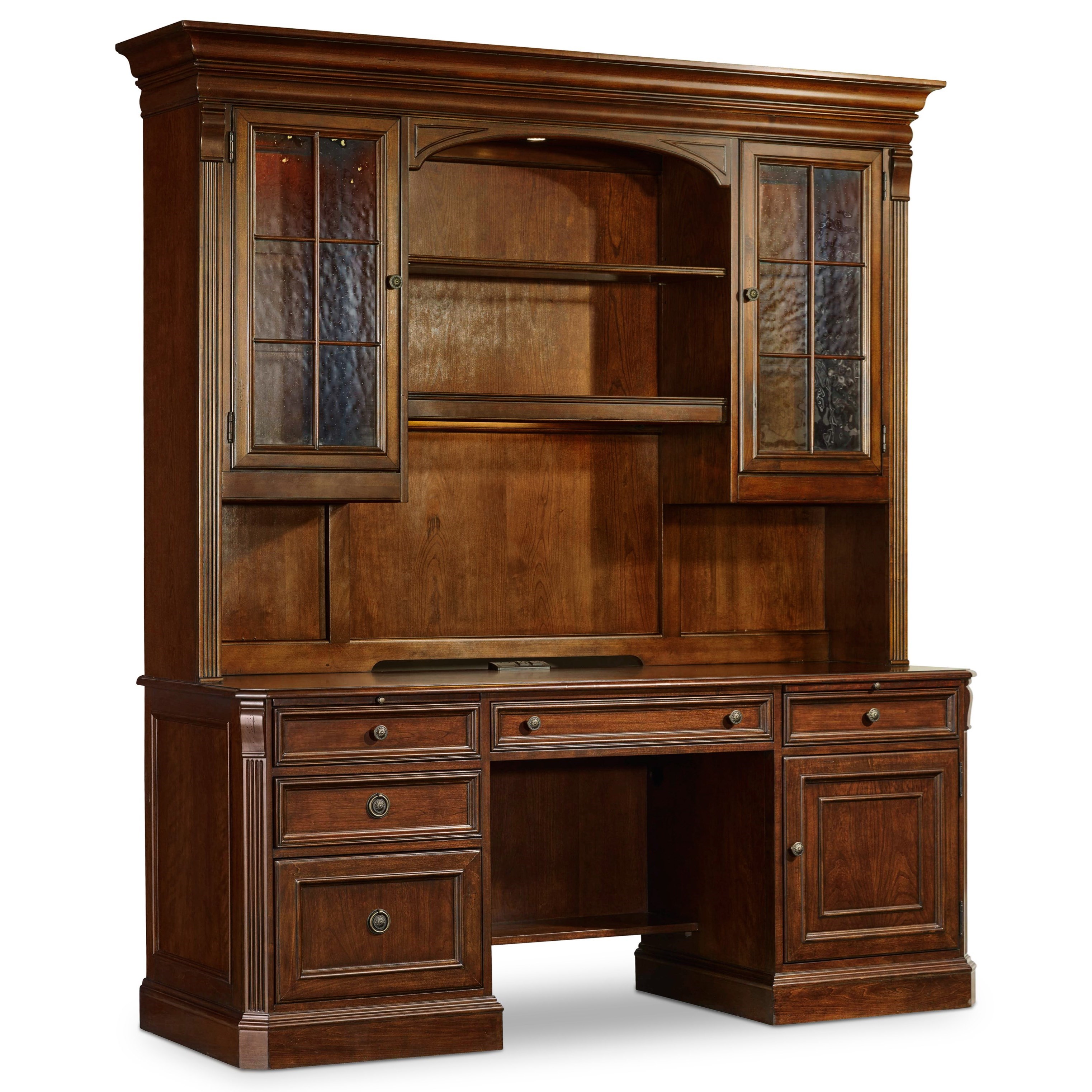 Computer credenza outlet with hutch