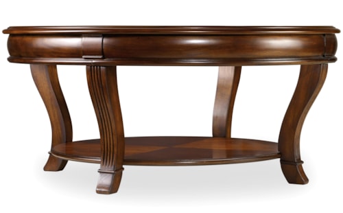 Traditional Round Cocktail Table with Lower Shelf