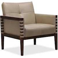 Contemporary Leather Club Chair with Wood Frame