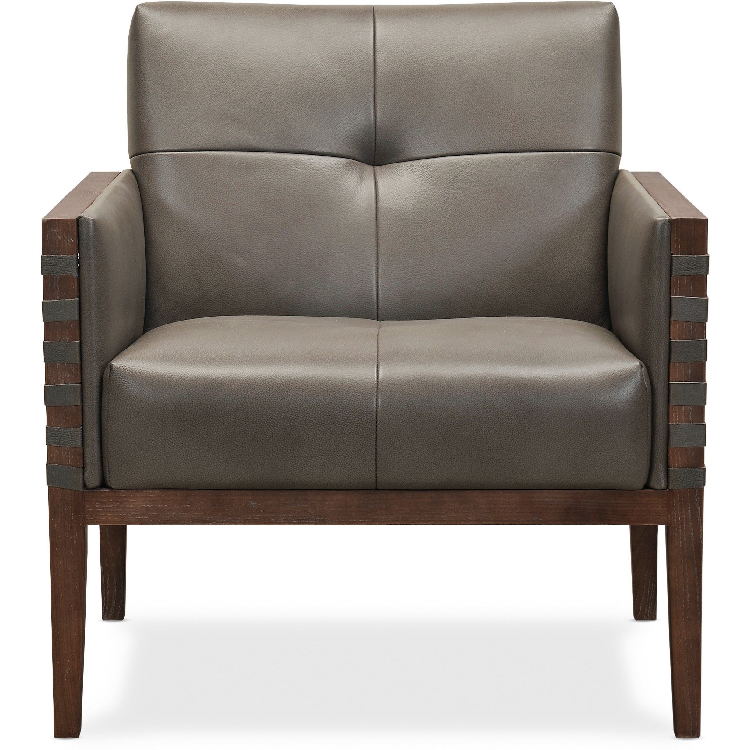 Leather Club Chair with Wood Frame