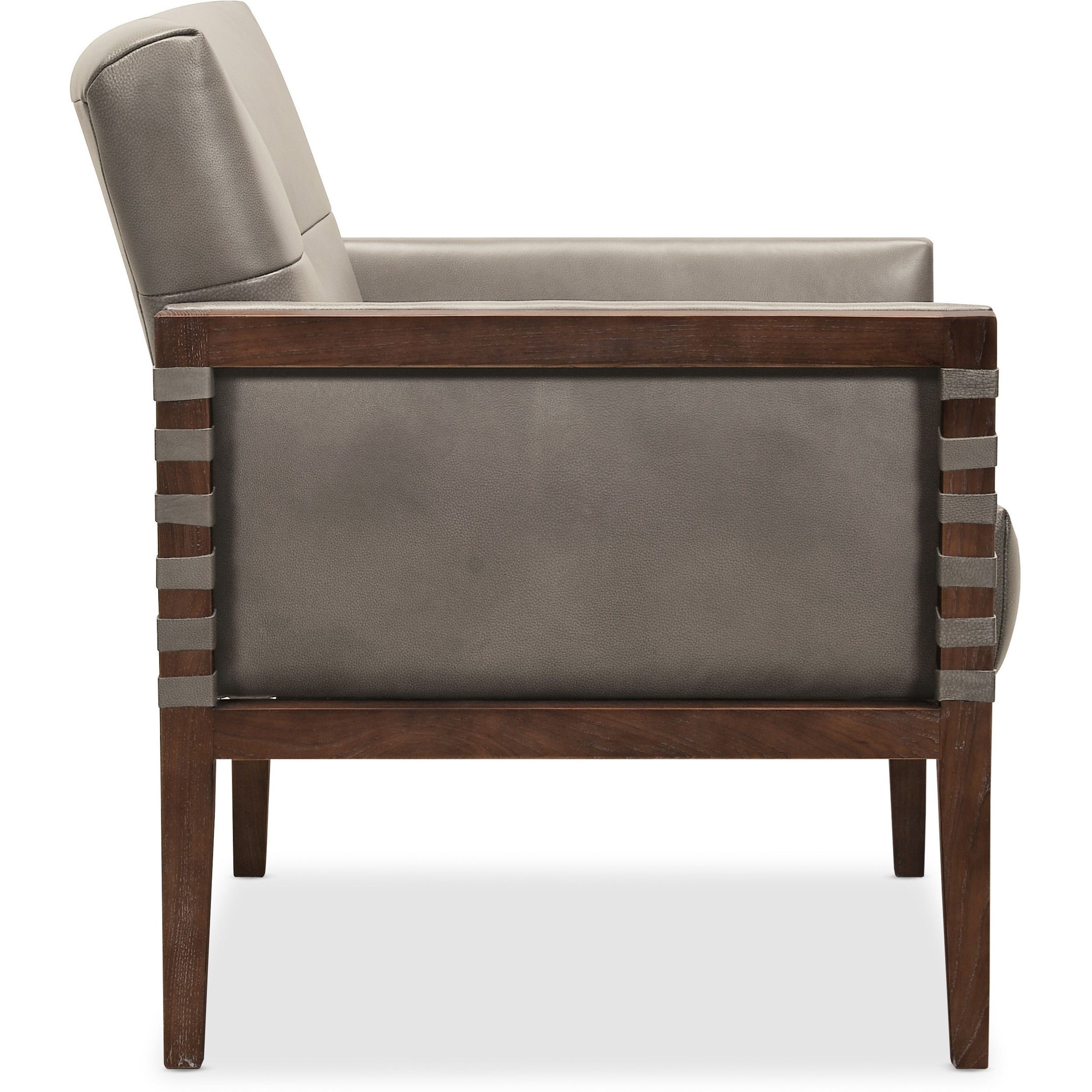 Leather Club Chair with Wood Frame