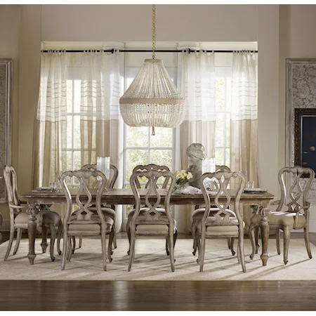 9 Piece Dining Set with Leg Table
