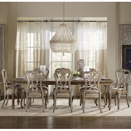 Traditional 9-Piece Dining Set with Leg Table