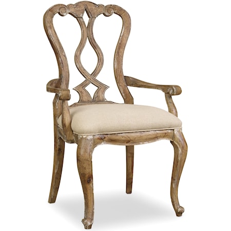Traditional Dining Arm Chair with Scroll Back