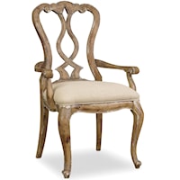 Traditional Dining Arm Chair with Scroll Back