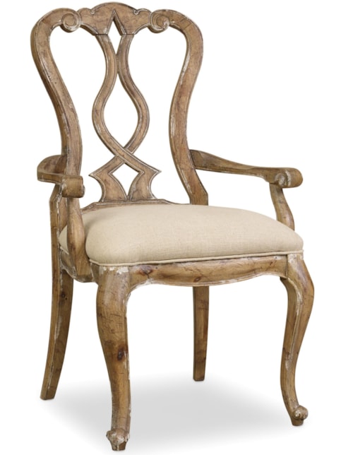 Traditional Dining Arm Chair with Scroll Back
