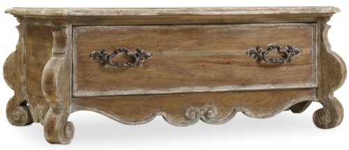 Traditional Rectangle Cocktail Table with Scroll Apron