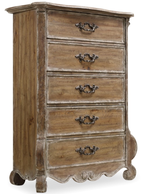 Traditional 5-Drawer Chest with Scroll Legs