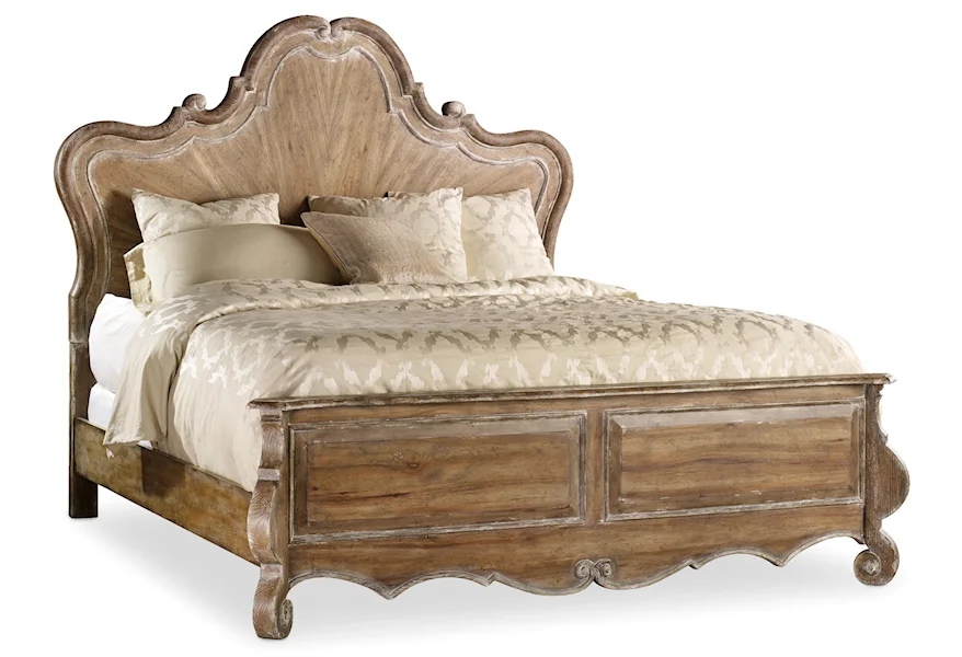 Hooker Furniture Cal King Wood Panel Bed with Scroll | Lagniappe Home Store Bed - Headboard & Footboard