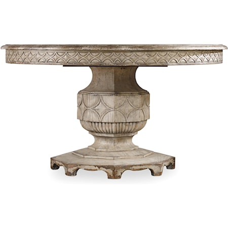 Round Dining Table with Carved Apron