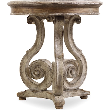Traditional Scroll Pedestal Accent Table