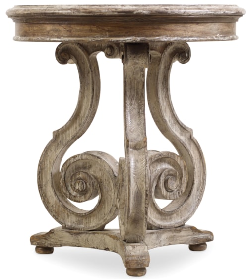 Traditional Scroll Pedestal Accent Table