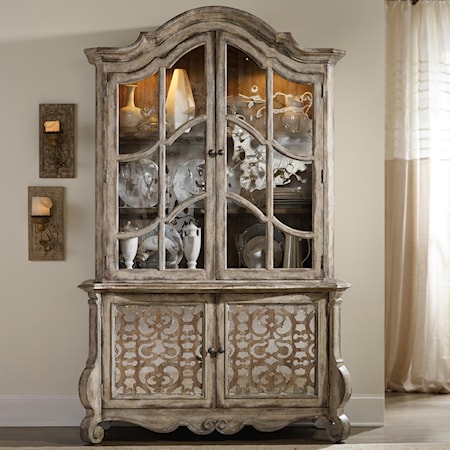 Buffet and Hutch with Fretwork Detail