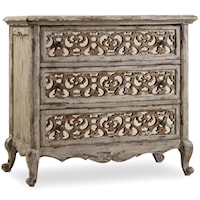 Fretwork Nightstand with 3 Drawers