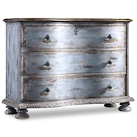 Rustic Serpentine-Shaped 3-Drawer Chest with Carvings