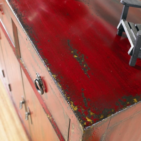 4-Drawer Red Asian Cabinet
