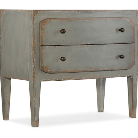 Rustic 2-Drawer Nightstand with Outlet and USB Port