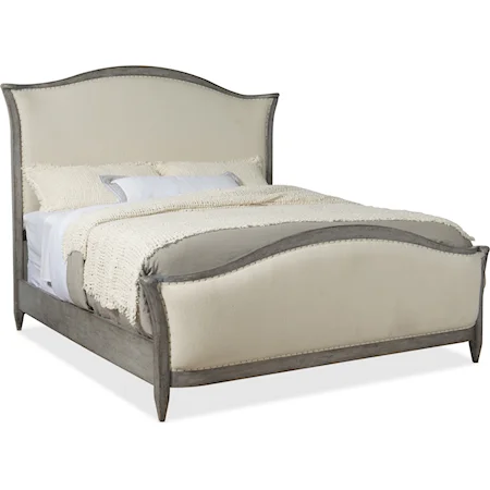 Rustic Queen Upholstered Bed with Nailhead Trim