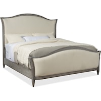 Rustic California King Upholstered Bed with Nailhead Trim