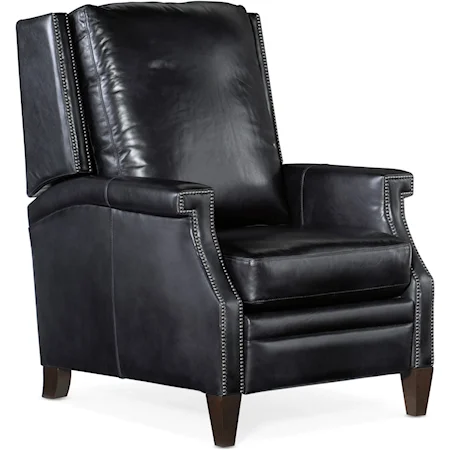 Transitional Push Back Leather Recliner with Nailhead Trim