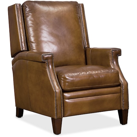 Traditional Push Back Leather Recliner with Nailhead Trim