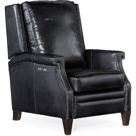 Transitional Power Leather Recliner with Power Headrest