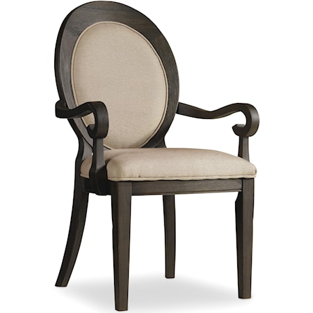 Oval Back Arm Chair with Tapered Legs
