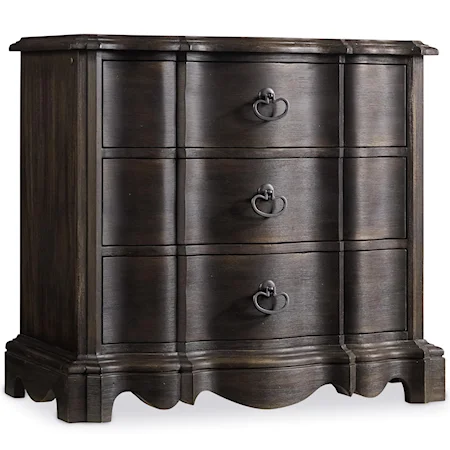 3 Drawer Nightstand with Felt Lined Top Drawer