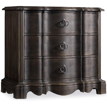 3 Drawer Nightstand with Felt Lined Top Drawer