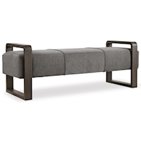 Contemporary Upholstered Bench with Wood Arms