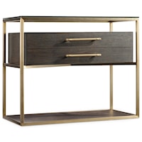 Contemporary Single Drawer Nightstand with Gold Frame