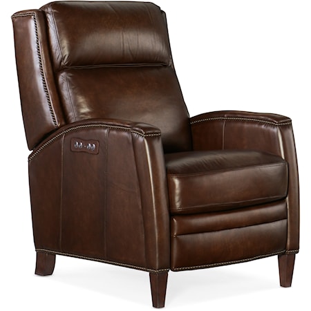 Transitional Leather Power Recliner with Power Headrest