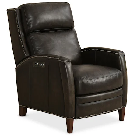 Transitional Leather Power Recliner w/ Power Headrest