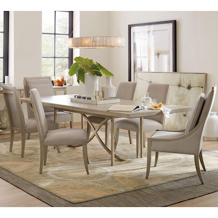 Contemporary 7-Piece Dining Set with Host Chairs