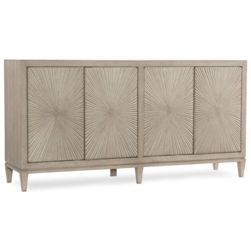 Coastal 4-Drawer Buffet with Sunburst Door Fronts