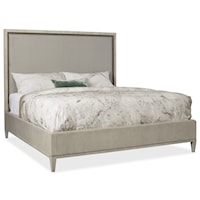 Contemporary Queen Upholstered Bed with Wood Accents