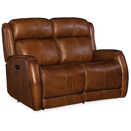Power Loveseat with Power Headrest and Nailhead Trim