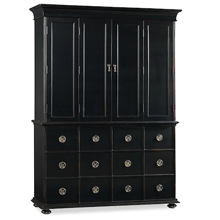 Wardrobe with 12 Drawer Base and Hutch